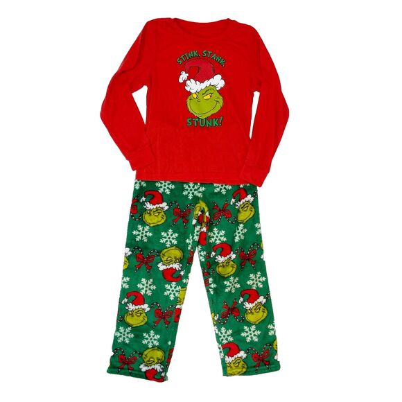 Grinch Pajama Set Size M (8) Stink Stank Stunk Long Sleeve Pants Christmas - Picture 1 of 5